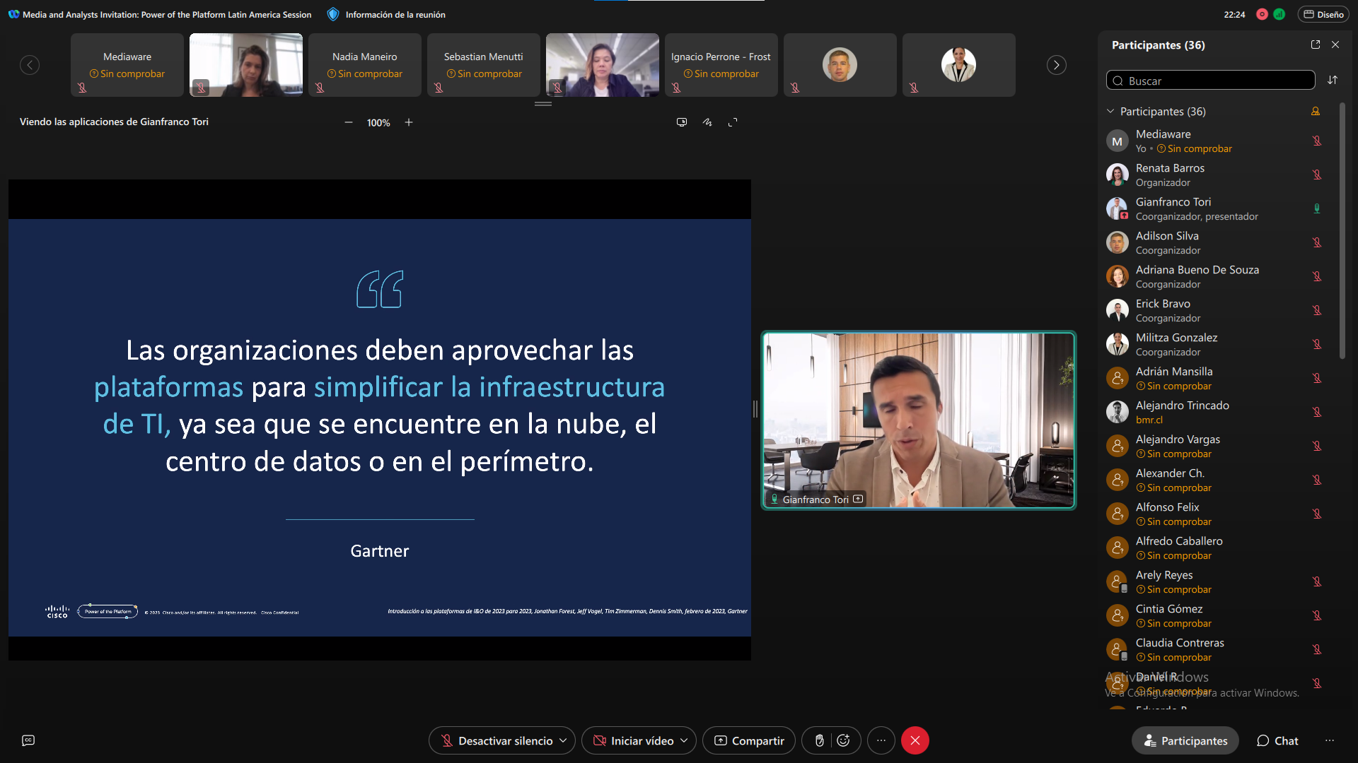 Slide Cisco que dice Gartner de las platafromas