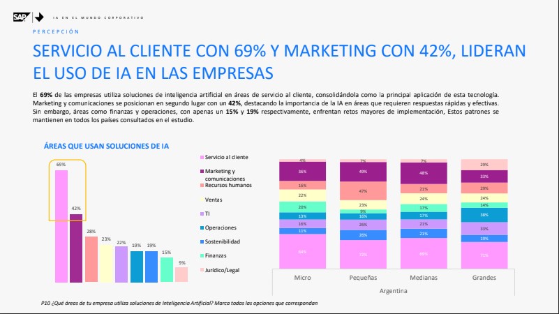Areas de uso de IA en las PyMEs.