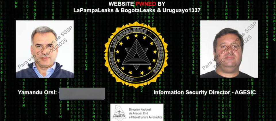 Hackeo al sitio de la Dirección Nacional de Aviación Civil. Fuente: Infobae.