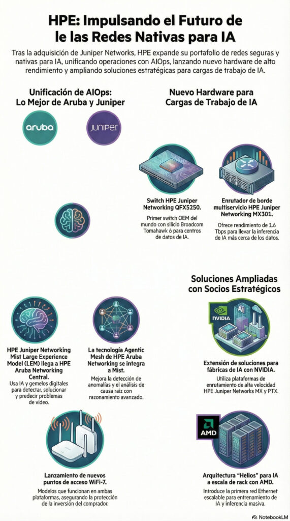 infografia anuncios de HPE con Aruba y Juniper